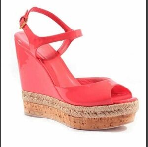 Gucci coral peep toe platform Cork heel Sandals